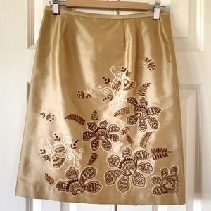 Ann Taylor embroidered silk skirt